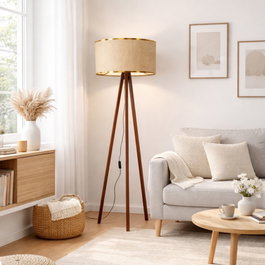 Opviq Lámpara de Pie AYD-2986 de Madera Beige